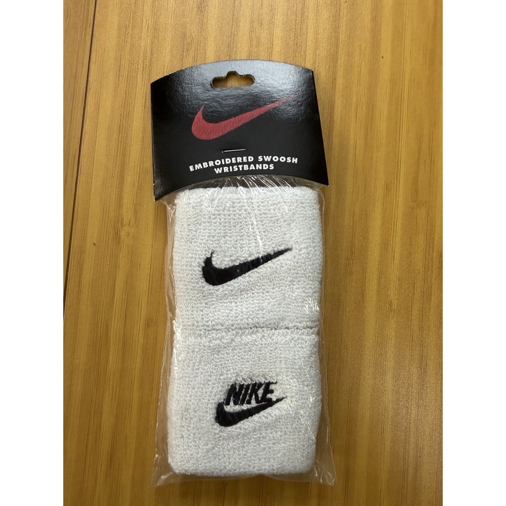 Vintage Nike Embroidered Wristbands White Swoosh Sweatbands NOS Sealed Y2K